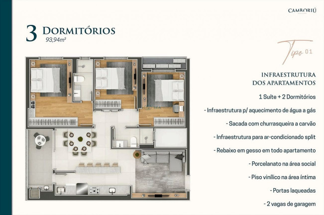 Imagem Apartamento com 3 Quartos à Venda, 93 m² em Tabuleiro - Camboriú Imagem Apartamento com 3 Quartos à Venda, 93 m² em Tabuleiro - Camboriú