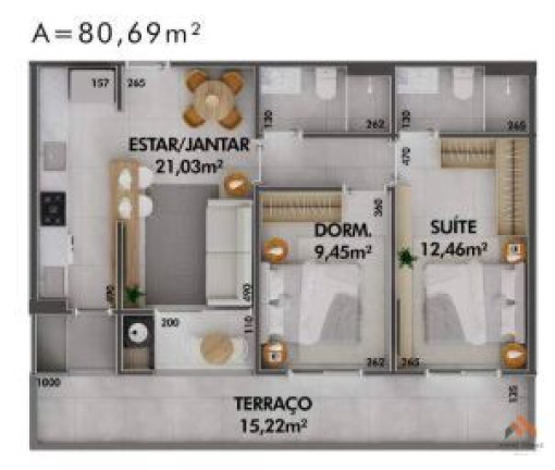 Apartamento com 2 Quartos à Venda, 80 m²