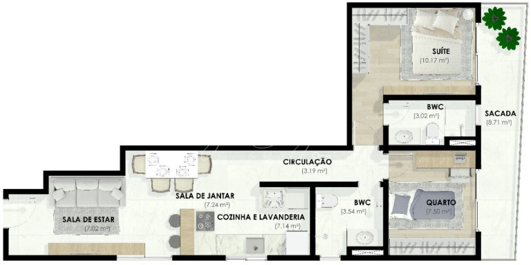 Imagem Apartamento com 2 Quartos à Venda, 45 m² em Bacacheri - Curitiba