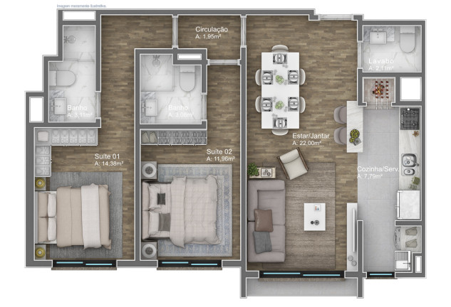 Imagem Apartamento com 2 Quartos à Venda, 87 m² em Av. Central - Gramado