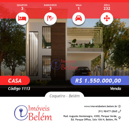 Casa com 3 Quartos à Venda, 232 m² em Coqueiro - Belém