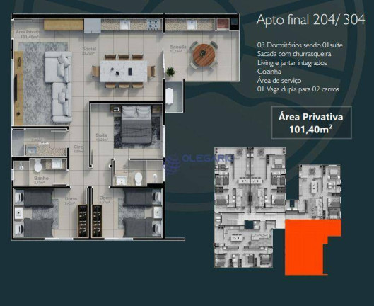 Imagem Apartamento com 3 Quartos à Venda, 101 m² em Armação - Penha Imagem Apartamento com 3 Quartos à Venda, 101 m² em Armação - Penha