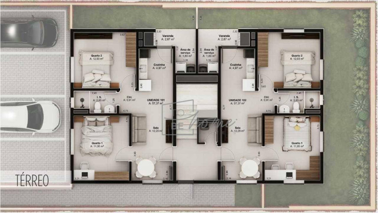 Imagem Apartamento com 2 Quartos à Venda, 57 m² em Paloma - Colombo