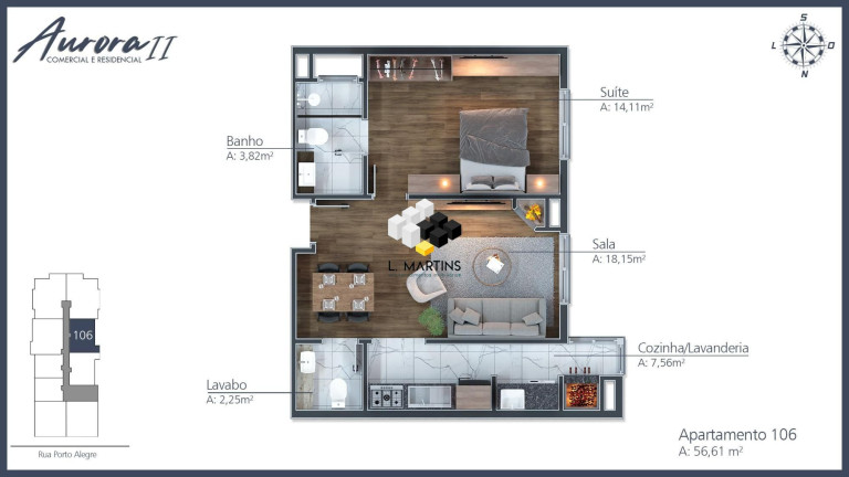 Imagem Apartamento com 1 Quarto à Venda, 56 m² em Moura - Gramado