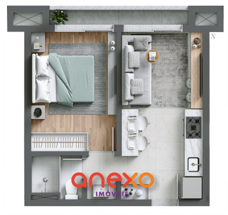 Imagem Apartamento com 1 Quarto à Venda, 32 m² em Centro - Blumenau
