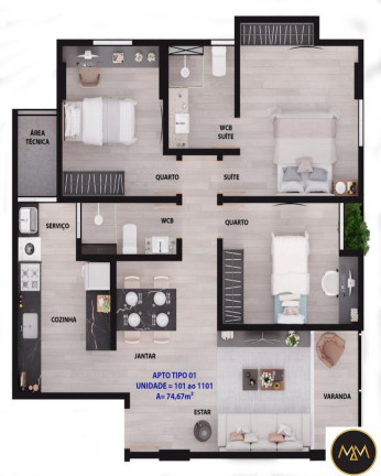 Imagem Apartamento com 2 Quartos à Venda, 57 m² em Manaíra - João Pessoa