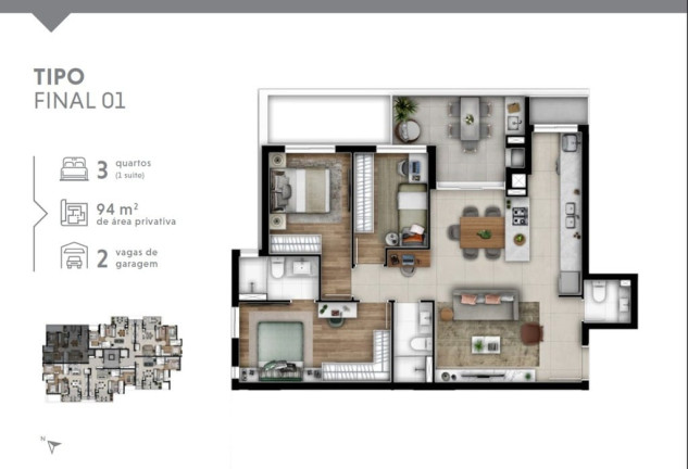Imagem Apartamento com 3 Quartos à Venda, 94 m² em Cabral - Curitiba