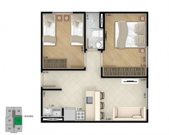 Imagem Apartamento com 2 Quartos à Venda, 45 m² em Vila Nova Sorocaba - Sorocaba Imagem Apartamento com 2 Quartos à Venda, 45 m² em Vila Nova Sorocaba - Sorocaba