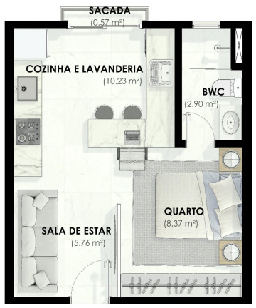 Imagem Apartamento com 2 Quartos à Venda, 45 m² em Bacacheri - Curitiba