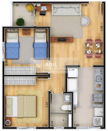 Imagem Apartamento com 2 Quartos à Venda, 53 m² em Jardim Oriente - São José Dos Campos