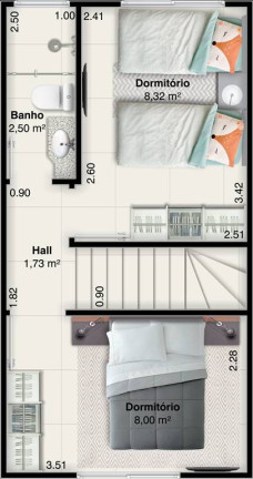 Sobrado com 2 Quartos à Venda, 52 m² em Antartica - Praia Grande