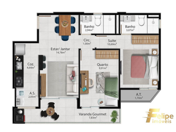 Imagem Imóvel com 2 Quartos à Venda, 65 m² em Jardim Camburi - Vitória Imagem Imóvel com 2 Quartos à Venda, 65 m² em Jardim Camburi - Vitória