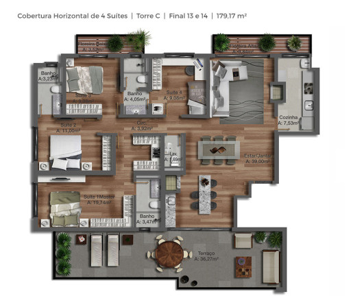 Imagem Cobertura com 3 Quartos à Venda, 218 m² em Tristeza - Porto Alegre