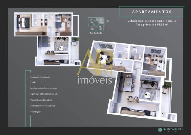 Imagem Apartamento com 2 Quartos à Venda, 68 m² em Kobrasol - São José Imagem Apartamento com 2 Quartos à Venda, 68 m² em Kobrasol - São José