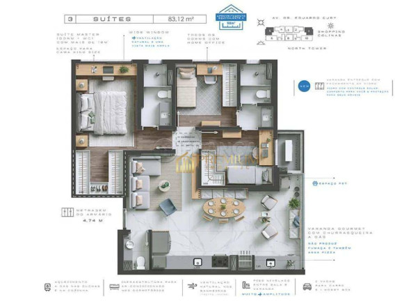 Imagem Apartamento com 3 Quartos à Venda, 83 m² em Jardim Das Colinas - São José Dos Campos
