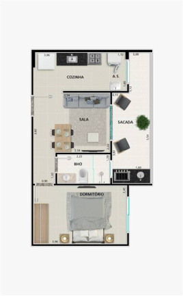 Apartamento com 1 Quarto à Venda, 41 m² em Guilhermina - Praia Grande