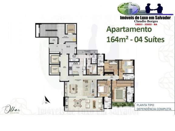 Imagem Apartamento com 4 Quartos à Venda, 164 m² em Caminho Das árvores - Salvador Imagem Apartamento com 4 Quartos à Venda, 164 m² em Caminho Das árvores - Salvador
