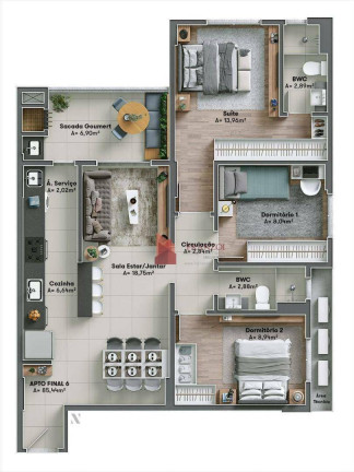 Imagem Apartamento com 3 Quartos à Venda, 85 m² em Vila Operária - Itajaí Imagem Apartamento com 3 Quartos à Venda, 85 m² em Vila Operária - Itajaí