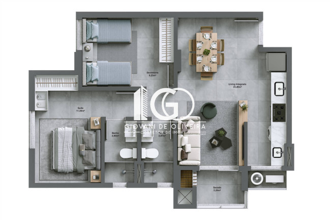 Imagem Apartamento com 2 Quartos à Venda, 66 m² em Comerciário - Criciúma Imagem Apartamento com 2 Quartos à Venda, 66 m² em Comerciário - Criciúma