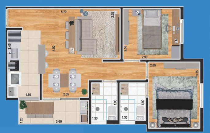 Imagem Apartamento com 2 Quartos à Venda, 54 m² em Utinga - Santo André