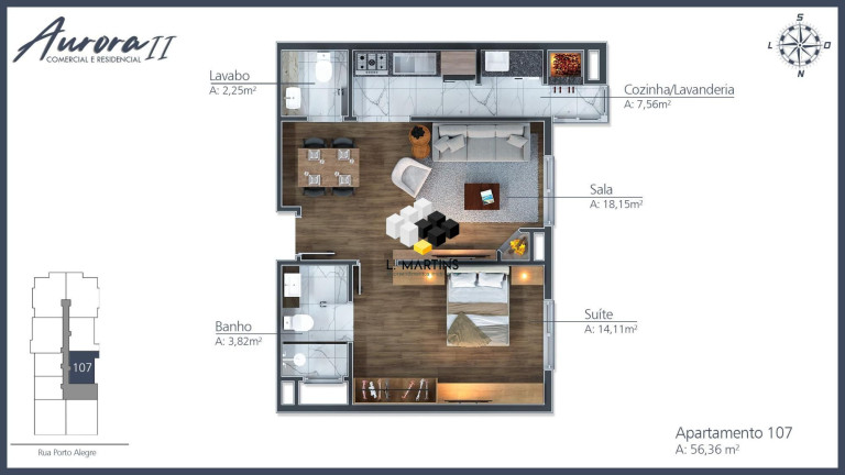 Imagem Apartamento com 1 Quarto à Venda, 56 m² em Moura - Gramado