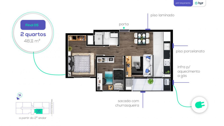 Imagem Apartamento com 2 Quartos à Venda, 49 m² em Capão Raso - Curitiba