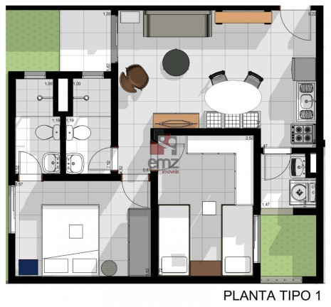 Imagem Apartamento com 2 Quartos à Venda, 53 m² em Jardim Centenário - Campo Grande