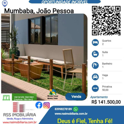 Apartamento com 2 Quartos à Venda, 50 m² em Mumbaba - João Pessoa