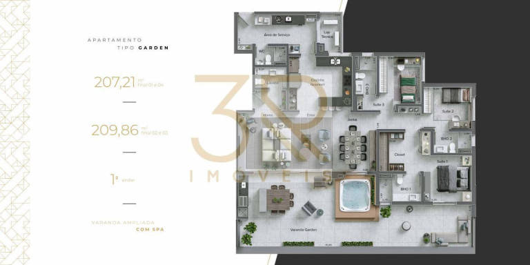 Apartamento com 3 Quartos à Venda, 209 m² em Jardim Olhos D´água I - Ribeirão Preto