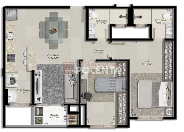 Imagem Apartamento com 2 Quartos à Venda, 65 m² em São Luiz - Criciúma