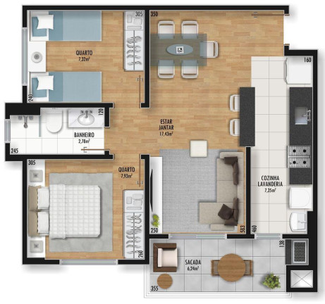 Imagem Apartamento com 2 Quartos à Venda, 55 m² em Rebouças - Curitiba