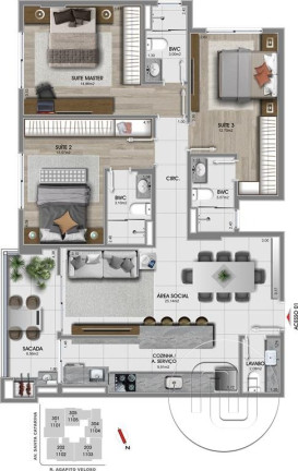 Imagem Apartamento com 3 Quartos à Venda, 109 m² em Canto - Florianópolis Imagem Apartamento com 3 Quartos à Venda, 109 m² em Canto - Florianópolis