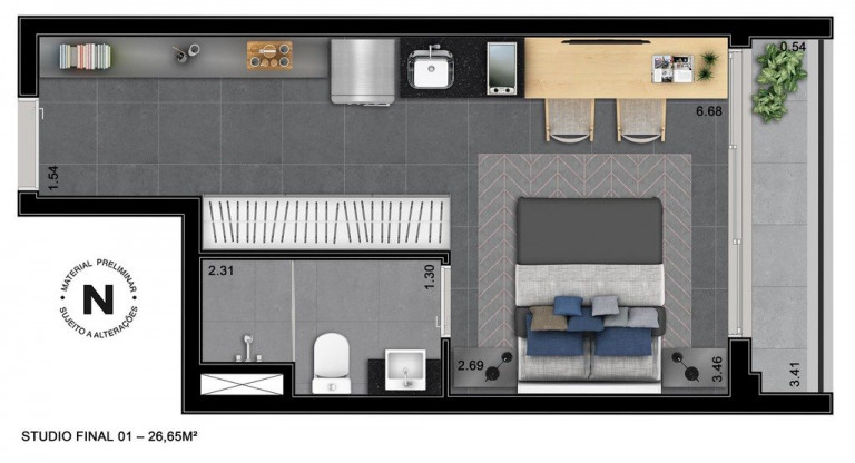 Imagem Studio com 1 Quarto à Venda, 22 m² em Consolação - São Paulo Imagem Studio com 1 Quarto à Venda, 22 m² em Consolação - São Paulo