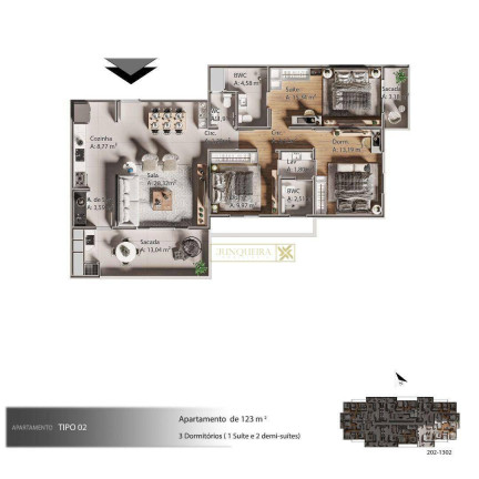 Imagem Apartamento com 3 Quartos à Venda, 123 m² em Barreiros - São José Imagem Apartamento com 3 Quartos à Venda, 123 m² em Barreiros - São José