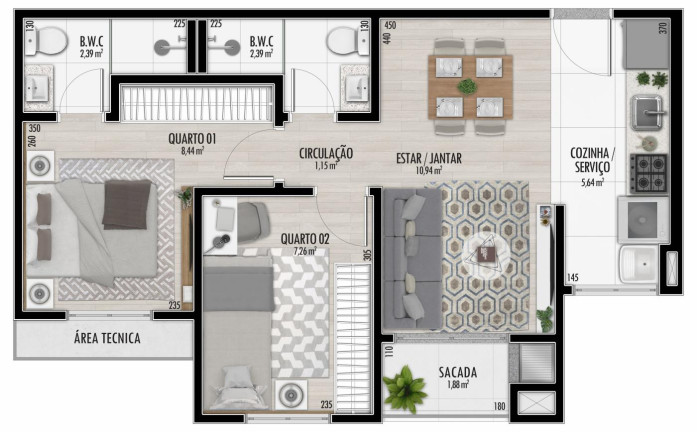 Imagem Apartamento com 2 Quartos à Venda, 43 m² em Centro - Foz Do Iguaçu