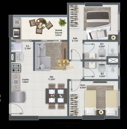 Imagem Apartamento com 2 Quartos à Venda, 87 m² em Guilhermina - Praia Grande