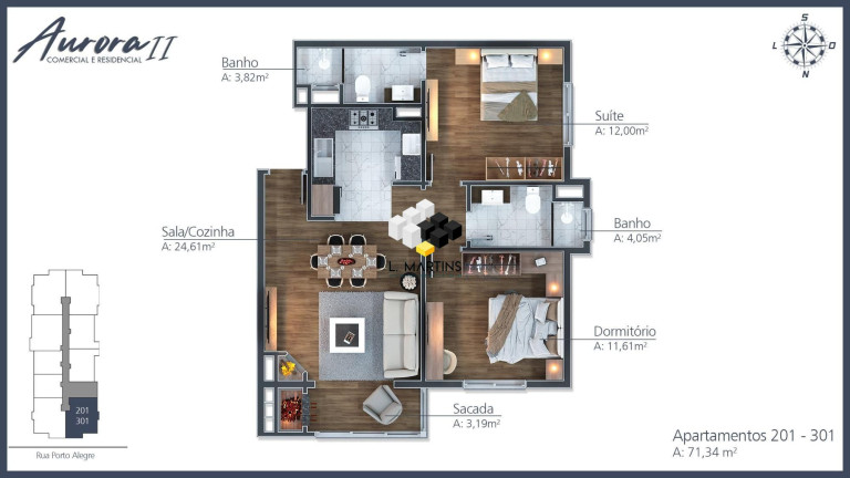 Imagem Apartamento com 1 Quarto à Venda, 56 m² em Moura - Gramado