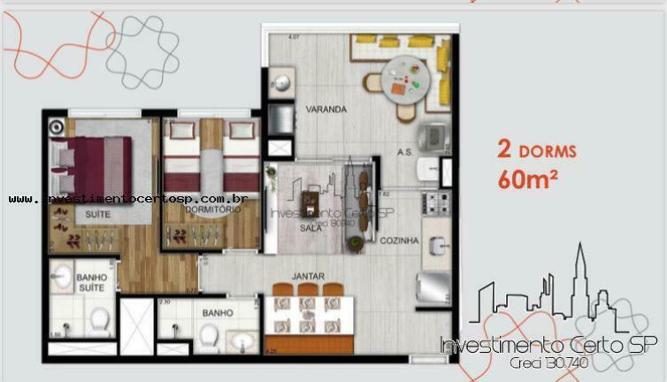 Imagem Apartamento com 2 Quartos à Venda, 60 m² em Vila Esperança - São Paulo