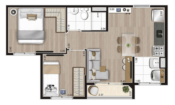 Imagem Apartamento com 2 Quartos à Venda, 37 m² em Parque Ipê - São Paulo