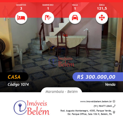 Casa com 3 Quartos à Venda, 121 m² em Marambaia - Belém