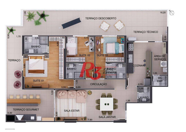 Imagem Apartamento com 3 Quartos à Venda, 170 m² em Aparecida - Santos Imagem Apartamento com 3 Quartos à Venda, 170 m² em Aparecida - Santos
