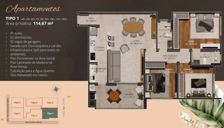 Imagem Apartamento com 3 Quartos à Venda, 114 m² em Gravatá - Navegantes Imagem Apartamento com 3 Quartos à Venda, 114 m² em Gravatá - Navegantes