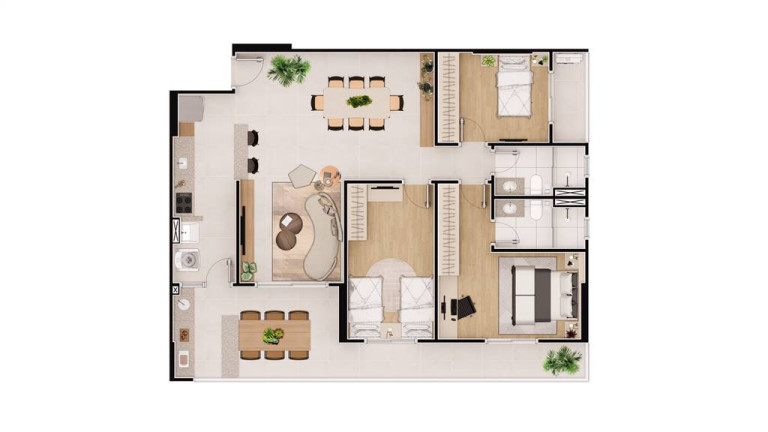 Apartamento com 3 Quartos à Venda, 119 m² em Caiçara - Praia Grande