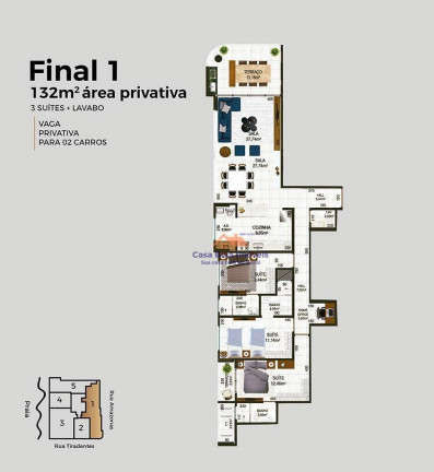 Imagem Apartamento com 3 Quartos à Venda, 132 m² em Canto Do Forte - Praia Grande