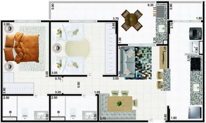 Imagem Apartamento com 2 Quartos à Venda, 72 m² em Guilhermina - Praia Grande