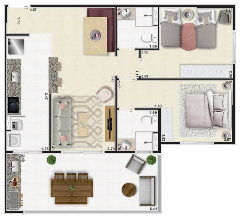 Apartamento com 2 Quartos à Venda, 79 m² em Oceanopolis - Mongagua
