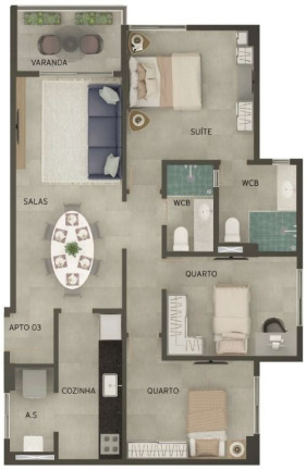 Imagem Apartamento com 2 Quartos à Venda, 57 m² em Bancários - João Pessoa Imagem Apartamento com 2 Quartos à Venda, 57 m² em Bancários - João Pessoa