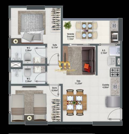 Imagem Apartamento com 2 Quartos à Venda, 87 m² em Guilhermina - Praia Grande