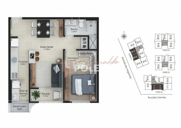 Imagem Apartamento com 1 Quarto à Venda, 52 m² em Rio Maina - Criciúma