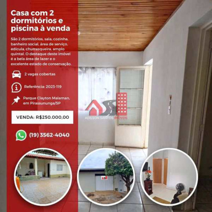 Imagem Casa com 2 Quartos à Venda, em Parque Clayton Malaman - Pirassununga Imagem Casa com 2 Quartos à Venda, em Parque Clayton Malaman - Pirassununga